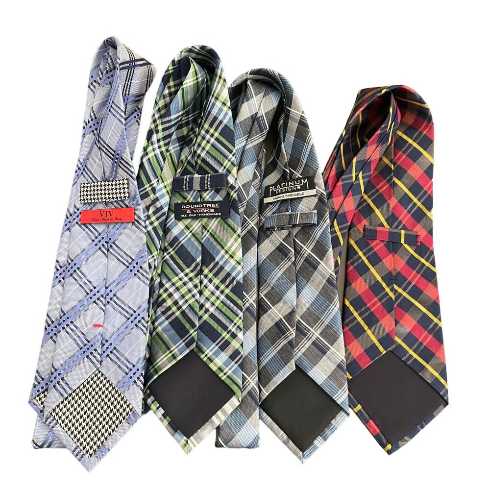 Various Brand Striped Pattern Neck Tie Lot Of 4 - Picture 2 of 2